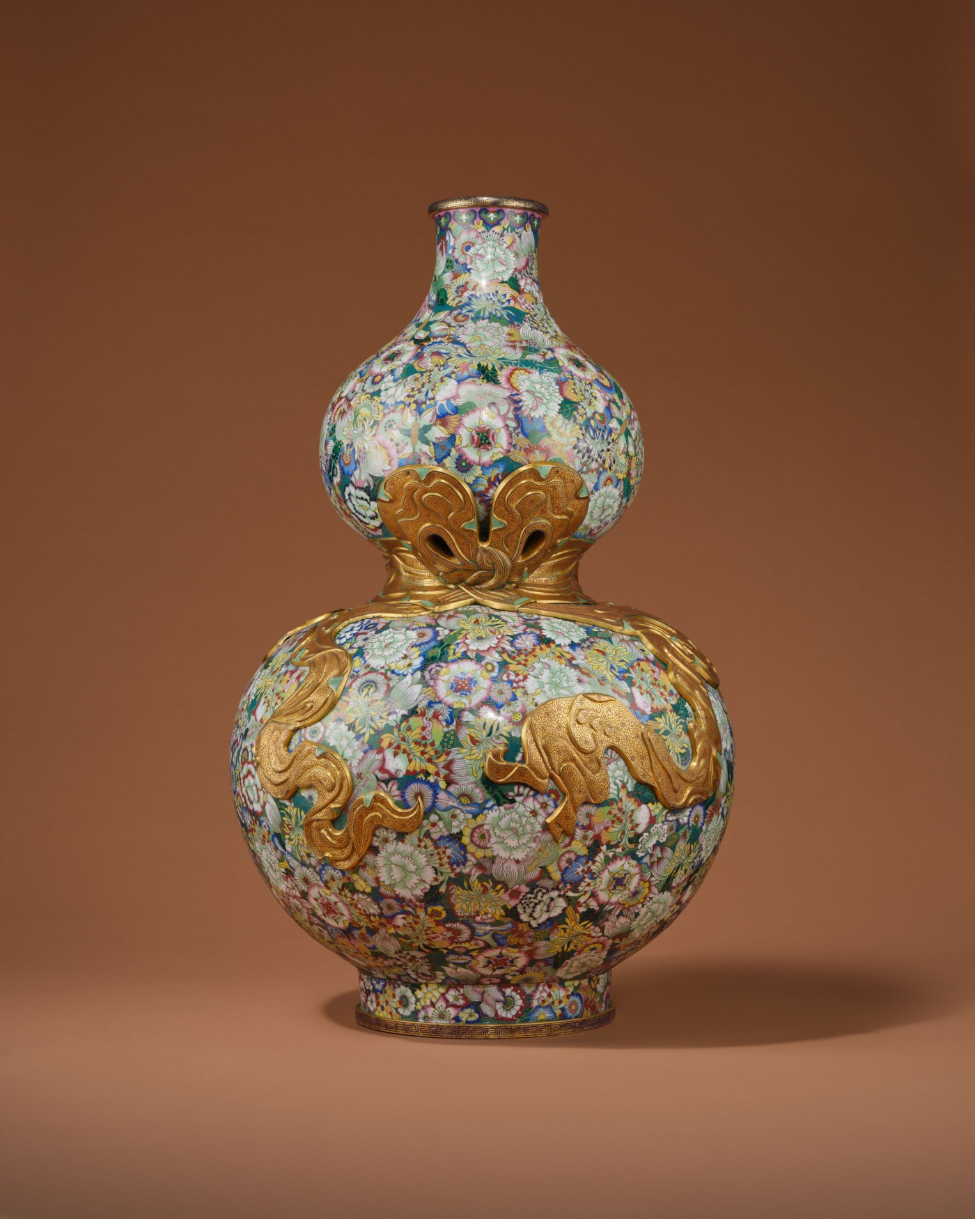 Qianlong Cloisonné 'Millefleurs' Double-Gourd Vase